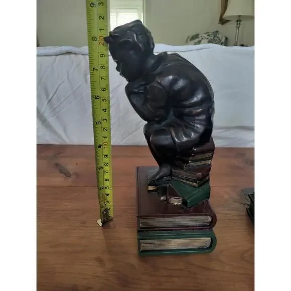 Vintage High Quality “The Child Thinker” Bookends ~ Heavy ~ Charles Dickens - Picture 6 of 9